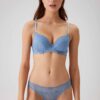 Pierre Cardin 4740 Rome Soft Push Up Semi Padded Lace Bridal Lingerie Set Blue1