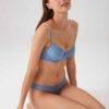Pierre Cardin 4740 Rome Soft Push Up Semi Padded Lace Bridal Lingerie Set Blue3