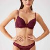 Pierre Cardin 4740 Rome Soft Push Up Semi Padded Lace Bridal Lingerie Set Burgundy1