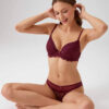 Pierre Cardin 4740 Rome Soft Push Up Semi Padded Lace Bridal Lingerie Set Burgundy5