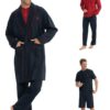 U.S. Polo Assn. 12040 Men’s 5 Piece Pajama & Robe Set – 100% Cotton, Long Sleeve Pajama Set, Short Sleeve Shorts Set, Navy Blue