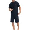 U.S. Polo Assn. 12040 Men’s 5 Piece Pajama & Robe Set – 100% Cotton, Long Sleeve Pajama Set, Short Sleeve Shorts Set, Navy Blue 3