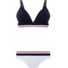 U.S. Polo Assn. 66253, Cotton & Lycra, Polka Dot Patterned, Bustier & Shorts Set, Navy Blue 2