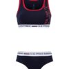 U.S. Polo Assn. 66255, Polo Lettering Stripe, Bustier & Boyshort Set, Navy Blue 2