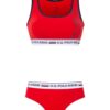 U.S. Polo Assn. 66255, Polo Lettering Stripe, Bustier & Boyshort Set, Red 2