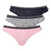 U.S. Polo Assn. 66422, Cotton & Lycra, 3 Pack Women's Bikini Panty Set, Pink & Gray & Navy Blue