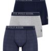 U.S. Polo Assn. 80263, 3 Pack, Cotton & Lycra, Men’s Boxer Set, Navy Blue & Gray & Indigo
