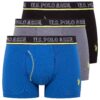 U.S. Polo Assn. 80508, 3 Pack, Cotton & Lycra, Men’s Boxer Set, Anthracite & Sax Blue & Black