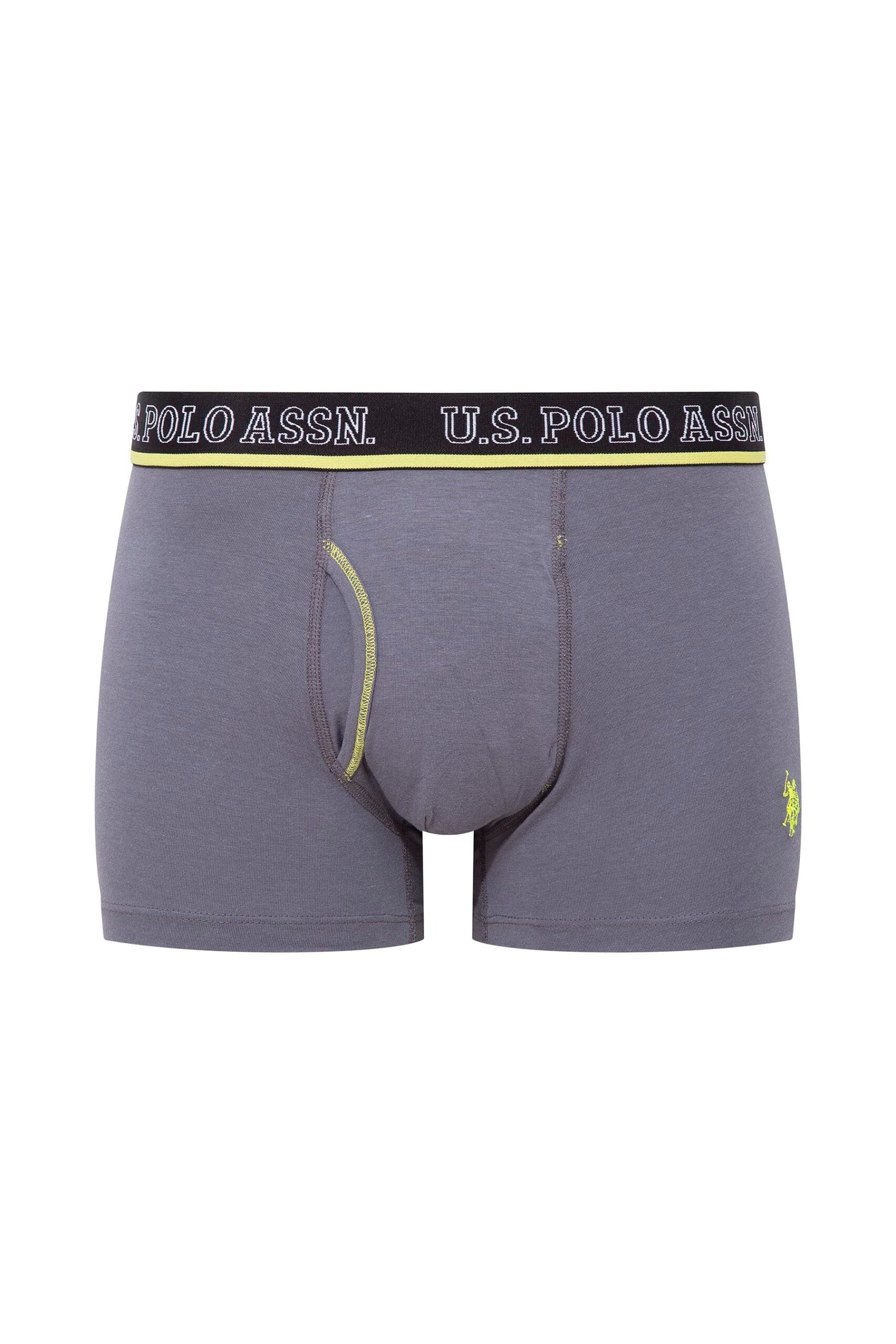 U.S. Polo Assn. 80508, 3 Pack, Cotton & Lycra, Men’s Boxer Set, Anthracite & Sax Blue & Black 3