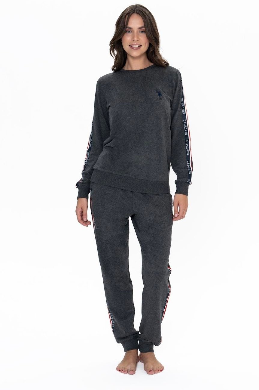 U.S. Polo Assn. Women's Pajama Set, 20113, Elasticated Sleeve & Leg, Round Collar, Pocketed, Anthracite 1