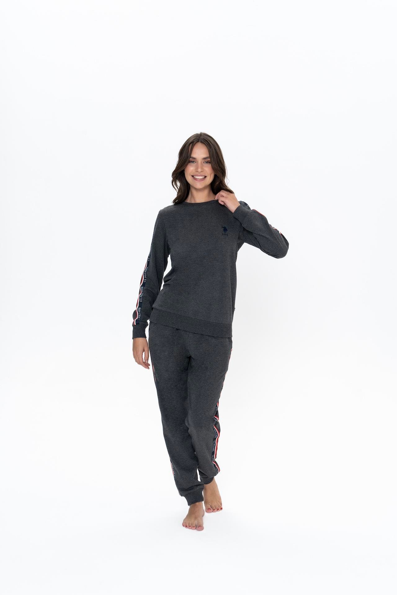U.S. Polo Assn. Women's Pajama Set, 20113, Elasticated Sleeve & Leg, Round Collar, Pocketed, Anthracite 2