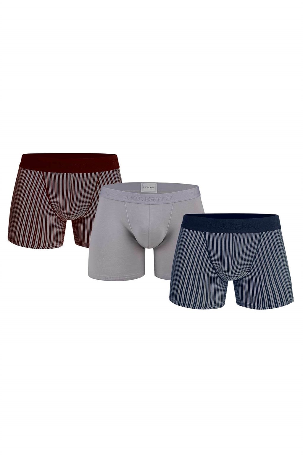 Doreanse 3 Pack Assorted Men's Boxer Brief Underwear Navy & Burgundy & Grey 1867