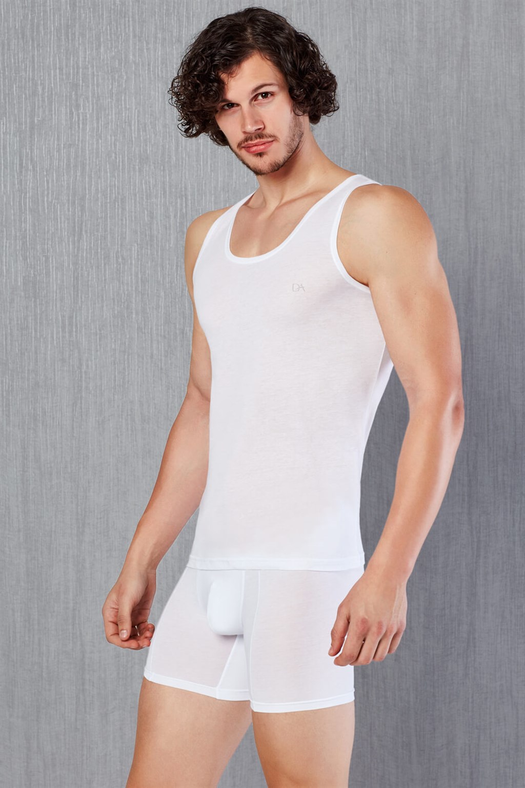 Doreanse vyriški apatiniai berankoviai marškinėliai, medvilniniai, itin ploni, klasikinio modelio, dideli dydžiai, balti