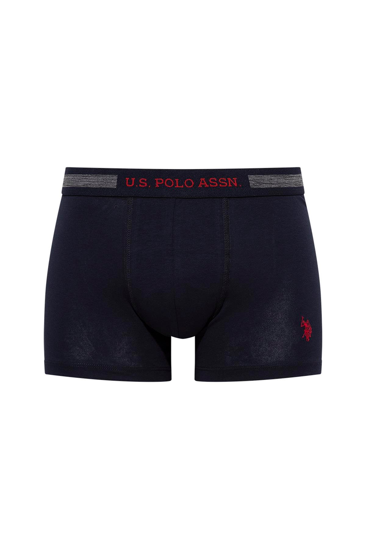 U.S. Polo Assn. Erkek Battal Lacivert Beyaz Gri Melanj 3 Lü Boxer1
